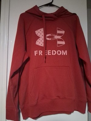 Under Armour Freedom Rival Fleece Hooded Sweatshirt Pullover Red Women's Medium
