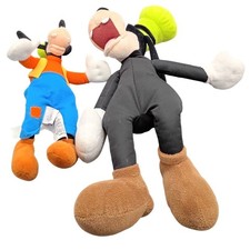 Disney Store Goofy Plush Lot of 2 Classic  Black Jumpsuit Stuffed Animals 17"