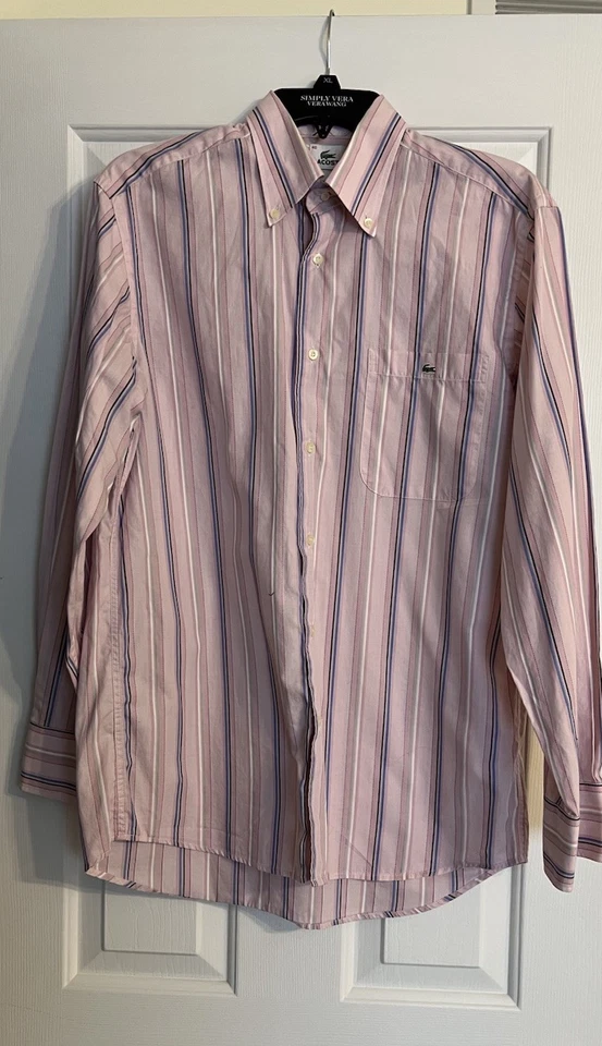 Camisa de vestir Lacoste | Diseño de rayas rosas manga larga talla 40 para hombre Foto 3 de 4