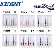 AZDENT 6Pcs Dental Endo Rotary Files X-Pro Gold Taper NITI Root Canal Files 25MM