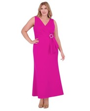 Eliza J Plus Size Sleeveless V-Neck Mermaid Gown Dress Berry Purple Pink 18W