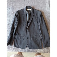 Kenneth Cole New York Mens Pinstripe Blazer Jacket Grey 2-Button Size 38 Small