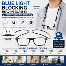 Blue Light Blocking Reading Glasses Magnetic Neck Hang Men Women Computer 1-4
