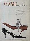 1963 Woman sitting on Wohl Connie Shoes Co. Vintage Fashion Art ad