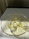 Vintage Lancaster Petal Topaz Yellow Depression Glass Footed 10" Cake Plate.