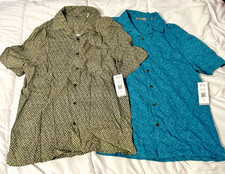 TWO NWT Geoffrey Beene Button Up Small Short Sleeve Shirts
