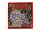 WHIPLASH,POWER AND PAIN, SEW ON RED BORDER WOVEN PATCH