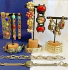 Vtg Bracelet Lot Costume Jewelry Coro Barclay GS Raga Faux Semi Precious Stones