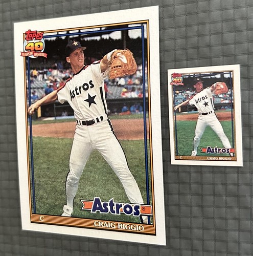 Graig Biggio 2 card lot, Topps 40 Yrs 1991 #565 Regular & Micro A* Variation - Picture 3 of 6