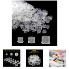 300pcs Tattoo Ink Cups with Base, Medical Grade Plastic, Mixed Sizes Small