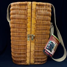 Bacchus Picnic Time Insulated Wine Basket Set Wicker Carry Strap Gift Date Night