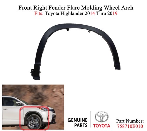 Toyota Highlander 2014-19 Front Right Fender Flare Molding Wheel Arch 758710E010