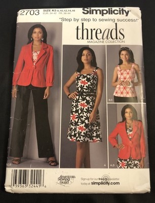 Simplicity Sewing Pattern 2703 Misses Jacket Pants Dress Top Sizes 8-16 Work UC