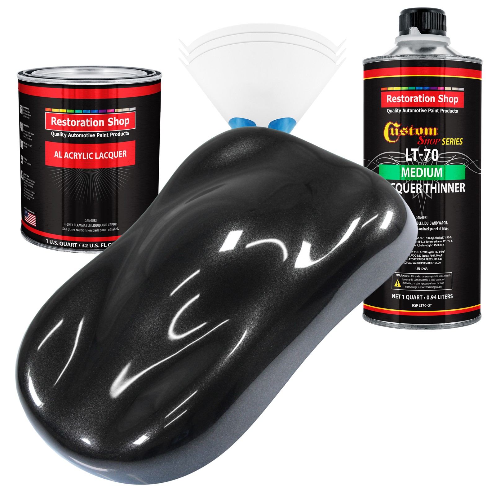 Black Sparkle Metallic Acrylic Lacquer Quart Auto Paint Kit with Medium Thinner