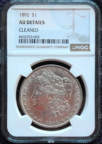1892 MORGAN SILVER DOLLAR NGC AU DETAILS *ONLY 1 MILLION MINTED* BETTER DATE