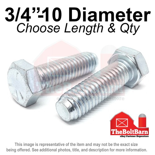 3/4"-10 Grade 5 Hex Cap Screws COARSE Thread USS Hex Bolts (Pick Length & Qty) - Picture 4 of 16