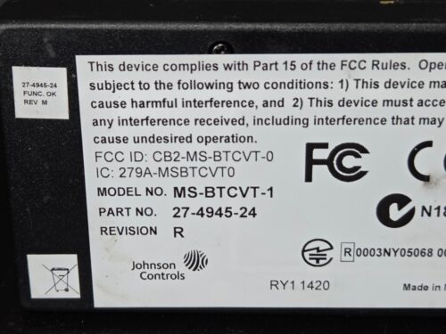 OEM Johnson Controls BTCVT Metasys JCI MS-BTCVT-1 SPEDIZIONE VELOCE!๐จโ
- Foto 8 di 16