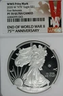 2020-W End of WW II American Silver Eagle V75 Privy Mark : NGC PF70 Ultra Cameo
