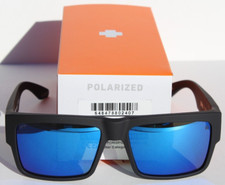 SPY OPTICS Cyrus POLARIZED Sunglasses Matte Black/Happy Blue Mirror Spectra NEW