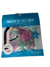 Capelli New York Kids 3 Pack Washable Face Masks Rainbow Smile Pink Black