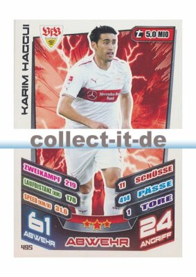 Match Attax Extra 13/14 - 495 - KARIM HAGGUI - VFB Stuttgart