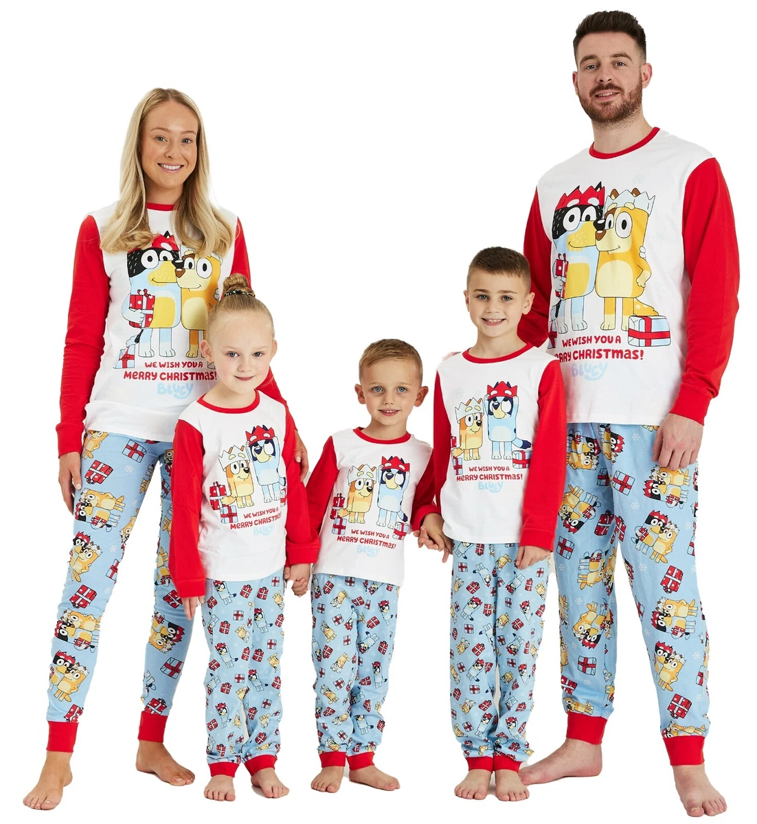 Family Matching Bluey Christmas Pyjamas Kids Ladies Mens Christmas Pyjamas