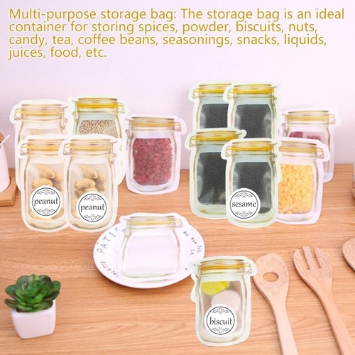 1x Pack Of Mlife Spice storage Bags-40 PCS Small Mason jar Spice Jars Bags UK - Picture 4 of 7