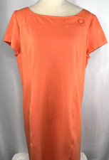 Talbots Dress Orange Ponte Sheath Size XL Short Sleeve Classic Career Church