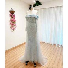 Mermaid Pearls Evening Dress Long Sleeves with Detachable Train Prom Party Gowns