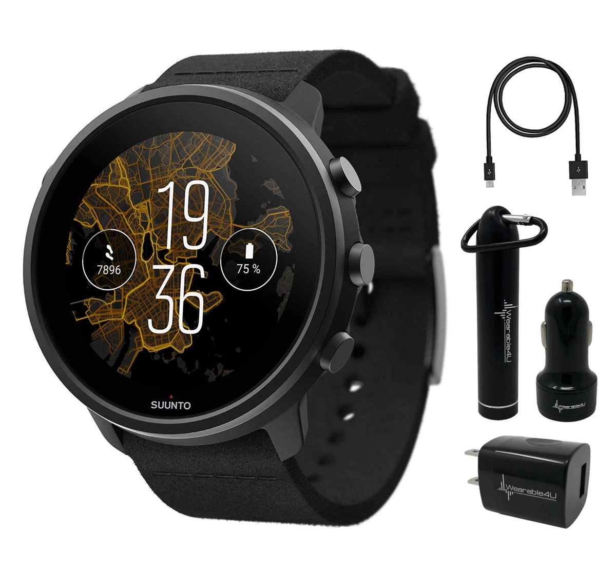 Suunto 7 GPS Smartwatch Matte Black Titanium with Wearable4U Power