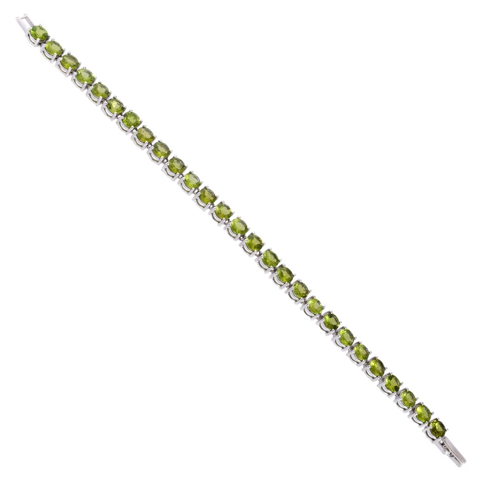 Round Natural Peridot Gemstone 925 Sterling Silver Bracelet Handmade Jewelry - Image 2 of 4
