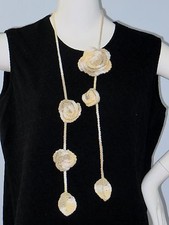 New Handmade Crochet Yellow Rose Flower Scarf Necklace Lariat