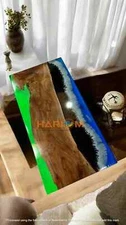 Custom Made Epoxy Resin Top Centerpiece Dining Table Handmade Kitchen Slab Decor