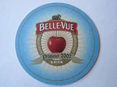 Beer Brewery Coaster ~*~ Brasserie BELLE-VUE Kriek ~ Sint-Pieters-Leeuw, BELGIUM