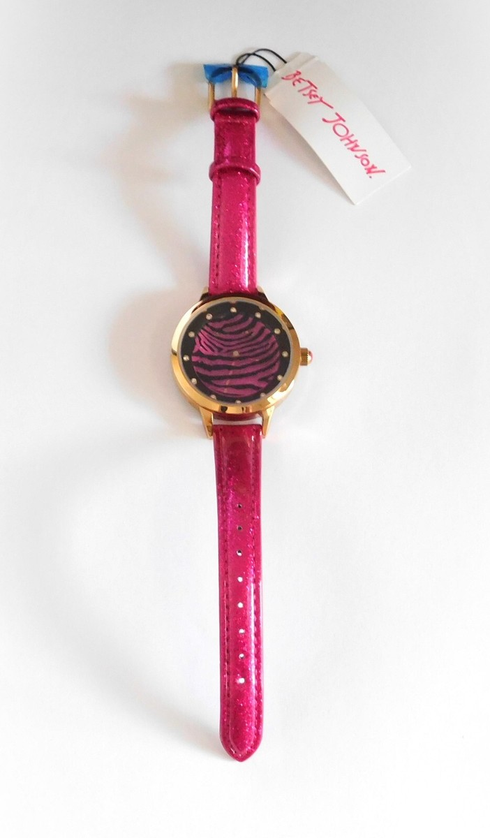 Betsey Johnson Tiger Stripes Pink Glitter gold tone round jewelry watch zebra Betsey Johnson | Accessories | Betsey Johnson Tiger Stripes  main image 4