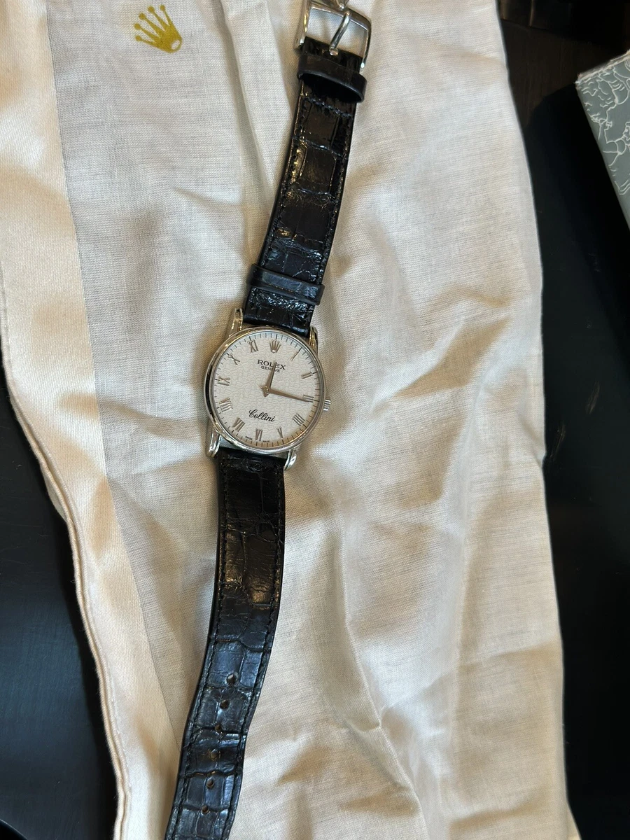Rolex Cellini White Gold Roman Numeral Anniversary Dial Men s