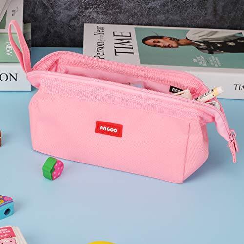 Large Capacity Pencil Case Portable Zipper Pencil Pouch Bag Organizers Pink - Picture 2 of 6
