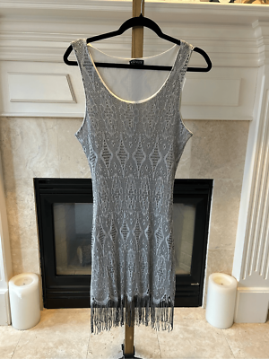 Venus Women's Silver Lace Bodycon Flapper Short Dress With Tassel Trim Size  S | eBay