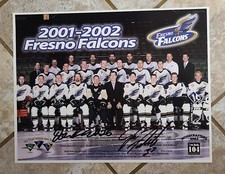 WCHL Fresno Falcons Vintage Circa 2001-2002 Hockey Team Photo with 2 autographs