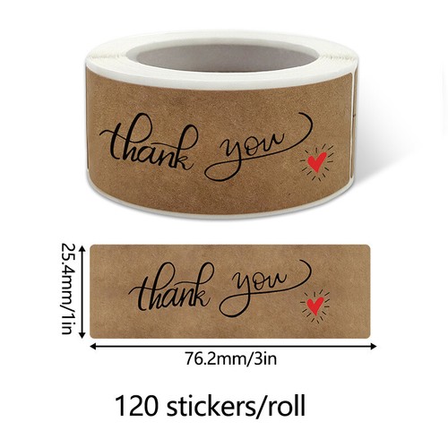 120pcs/roll Thank You Gift Packaging Sealing Stickers-Kraft Labels Envelope Seal - Picture 2 of 20