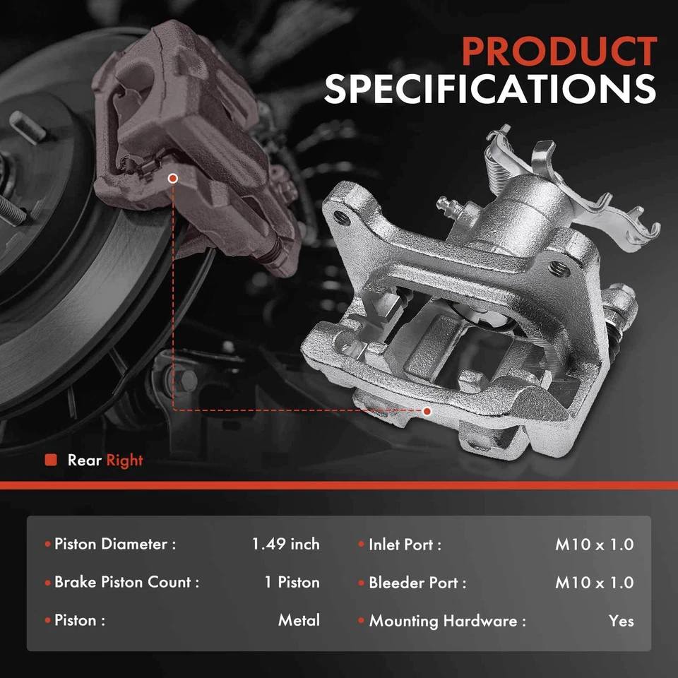 Pinça de freio a disco traseira direita com suporte para Chevrolet Malibu 2016-2022 - Imagem 2 de 4