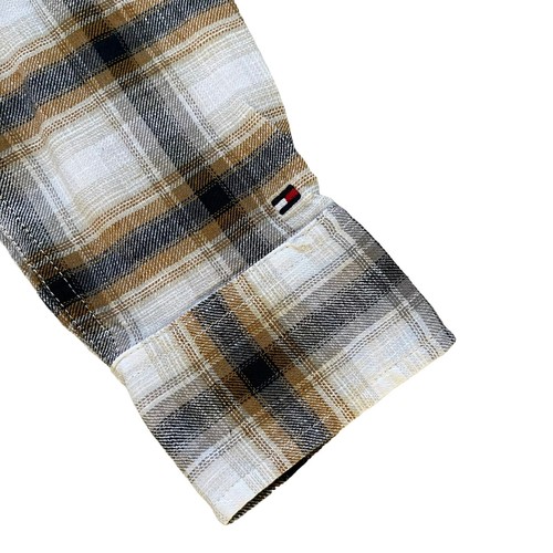 NWT Tommy Hilfiger Men's Brown Plaid Linen Casual Button Down Long Sleeve Shirt - Picture 5 of 11