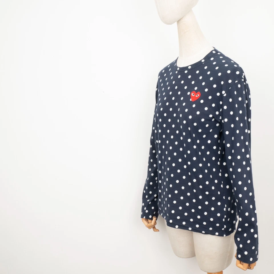Comme Des Garcons Women's Blue Cotton Japan Polka Dot Crew Neck Pullover Size M - Image 3 of 4