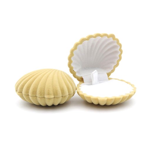 Shell Shape Velvet Display Gift Box Jewelry Case For Necklace Earrings Ring Cute - Picture 16 of 17