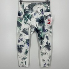 Athleta Leggings Women's S White Multi Pockets Cropped Capri Floral New NWOT