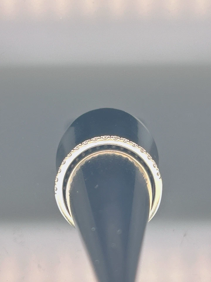 14K White Gold Diamond Eternity Band: Sparkling Full-Cut Stone Stackable Ring - Image 4 of 4