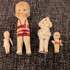 2-5" Inch Bisque Porcelain Frozen Charlotte Penny Dolls Japan 1930s
