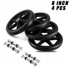 4 Pack 8 Inch Wheelchair Walker Replacement Wheel Solid Front Caster w/Axles
