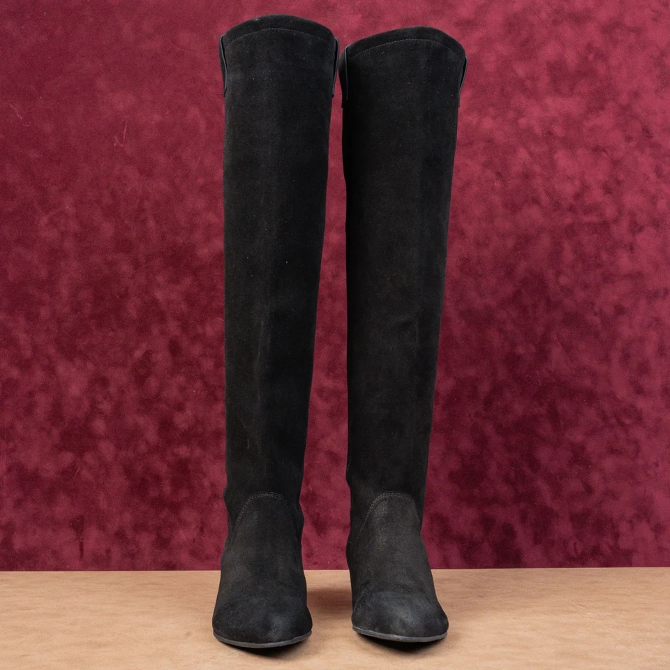 Botas de moda ZIGIny de gamuza negras con tacón de cuña sin cordones talla 7 Foto 4 de 4