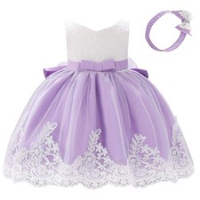 Baby Girls Wedding Flower Girl Lace Dress with Headband Special Occasion Page...